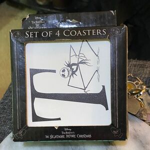 Letter T Disney Black and White Nightmare Before Christmas Coasters